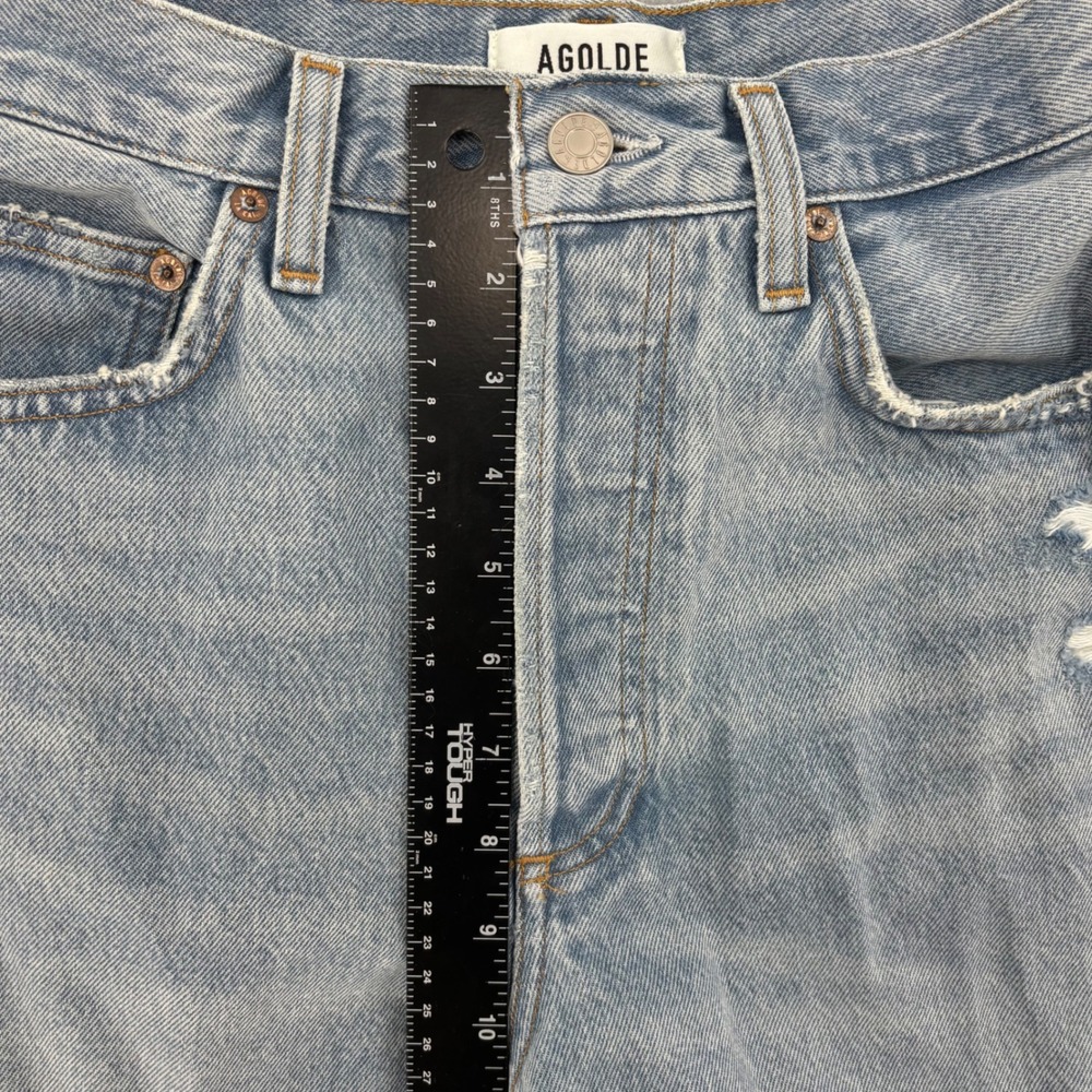 AGOLDE Dee Short Womens 26 Blue Distressed High Rise Button Fly Denim Cutoffs - Picture 6 of 10